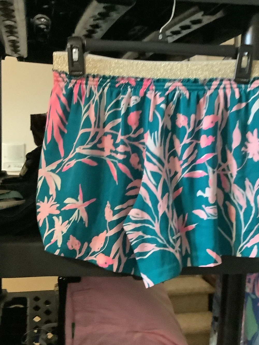 Lilly Pulitzer Teal and Pink Tropical Athletic Shorts‎